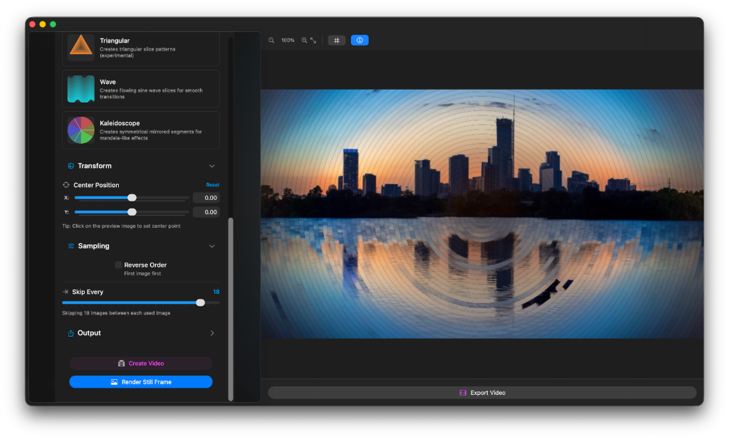 Kaleidoscope pattern control